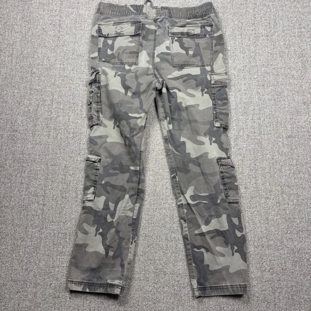 Hollister Cargo Pants Mens XL Slim Straight Grey Camouflage Epic Flex Drawstring